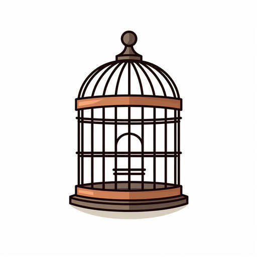 Minimalist style cage clipart on white background