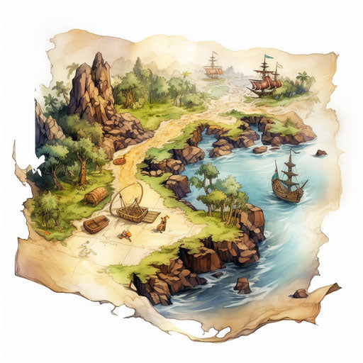Treasure map in Oil painting style