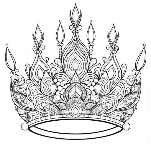 Crown of geometric shapes for coloring. Coloring book page
