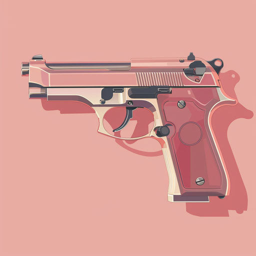 Realistic gun clipart on dusky rose background