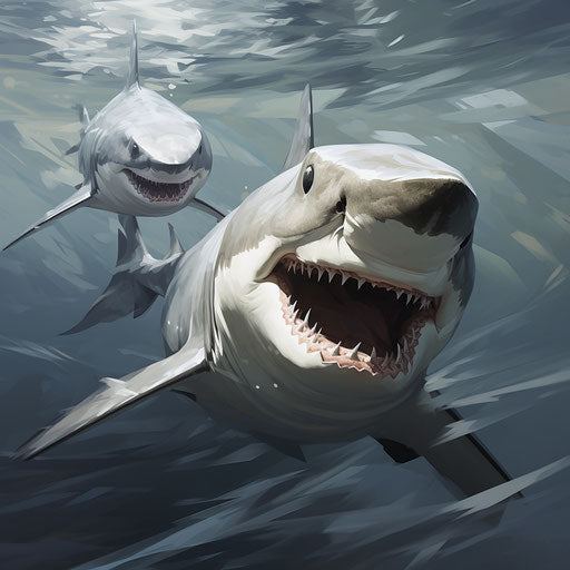 Two sharks swimming in the sea