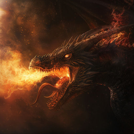 Fantasy dragon breathing fire
