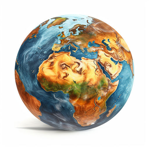 Earth illustration in the style of oil painting, on white background