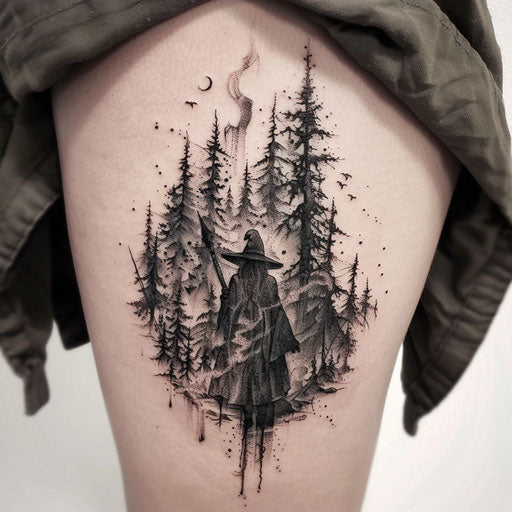 Epic tattoos of wizards and enchanted forests
