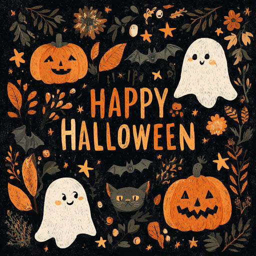 Festive Halloween Greeting with Traditional Symbols