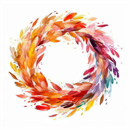 Wreath clipart in the style of Impressionistic Art, on white background