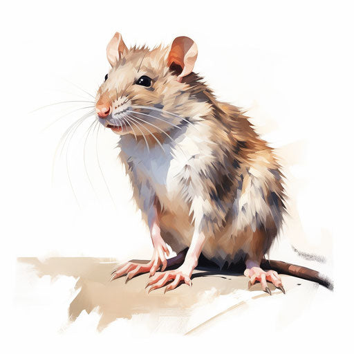 Rodent artwork in oil painting style, on white backdrop