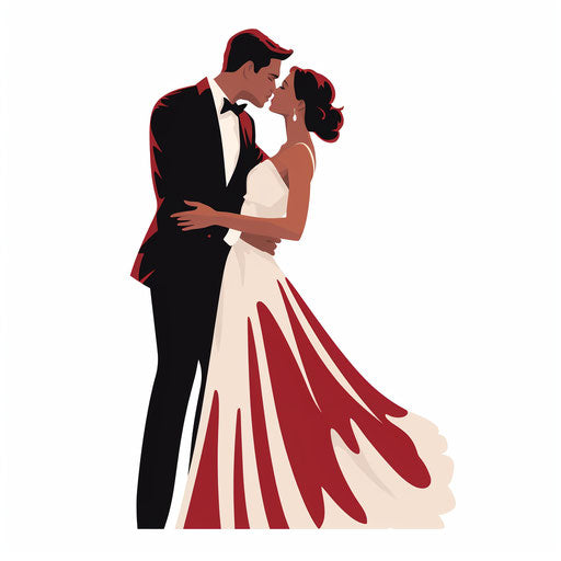 Minimalist style marriage illustration on white background