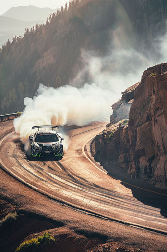 Skilled driving at Pikes Peak in Alpine A110 R