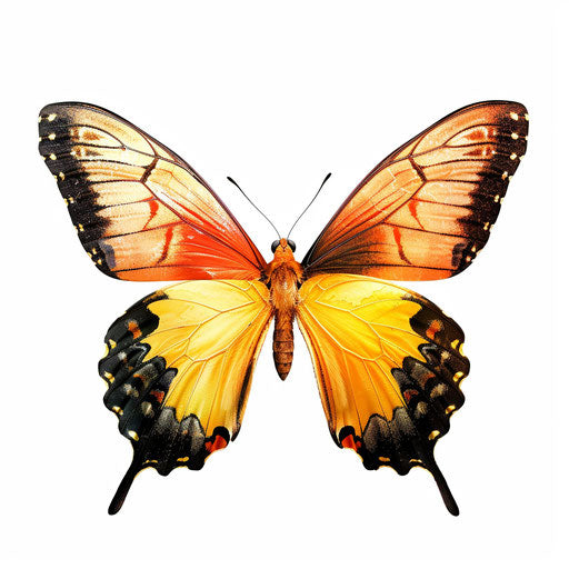 Realistic butterfly on white background with soft lighting