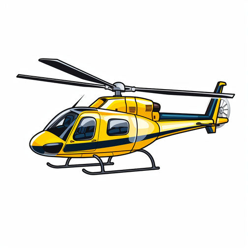 Minimalist style helicopter clipart, on white background