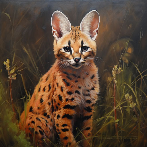 Oil painting of a serval cat
