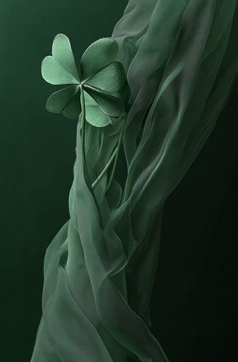 Four-leaf clover, dark green background, hyper-realistic photography 29:44