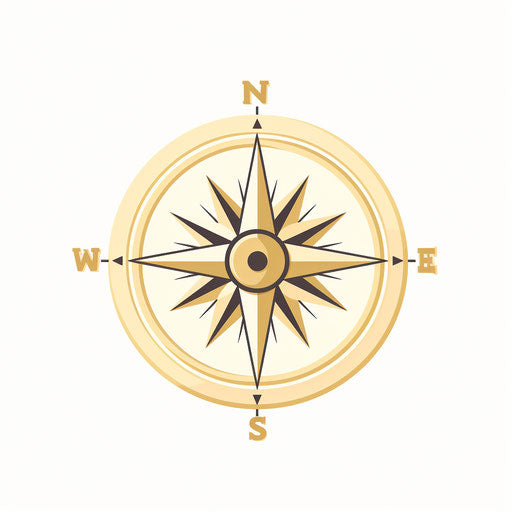 Minimalist compass clipart on white background