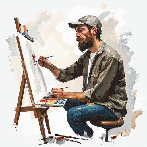 Artist clipart in a photo realistic style, dynamic shadows and crisp edges