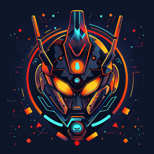 Cartoon logo with futuristic tech elements