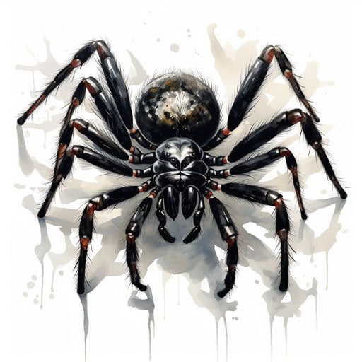 Spider clipart in the style of Oil painting on white background