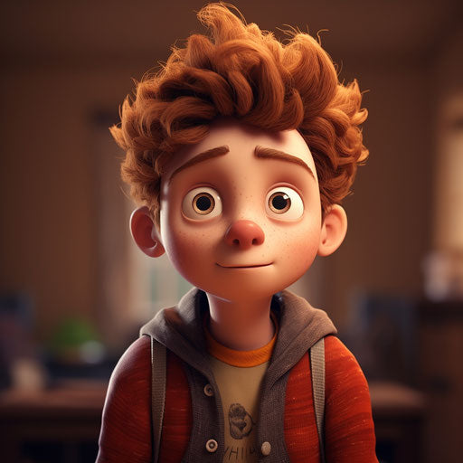 Cartoon boy 3D animation in the style of young British artists