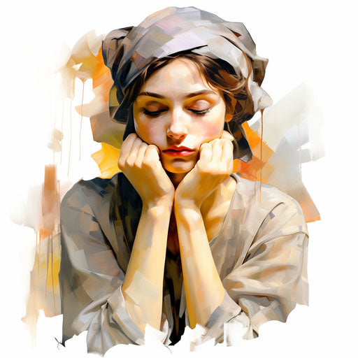 Oil painting style clipart on white background