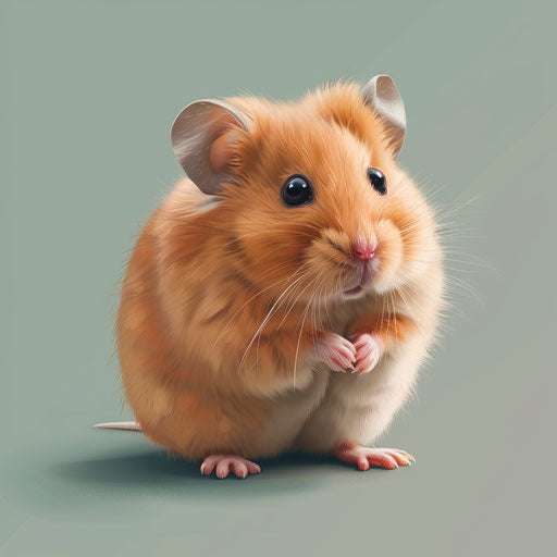 Realistic hamster illustration on blue background, soft focus