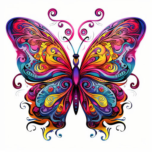Colorful butterfly on white background, vector illustration
