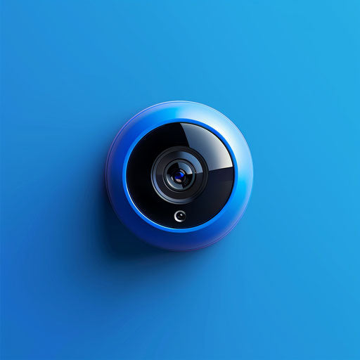 Realistic security clip on shiny royal blue background