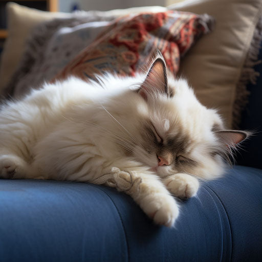 Burmese cat sleeping on the couch