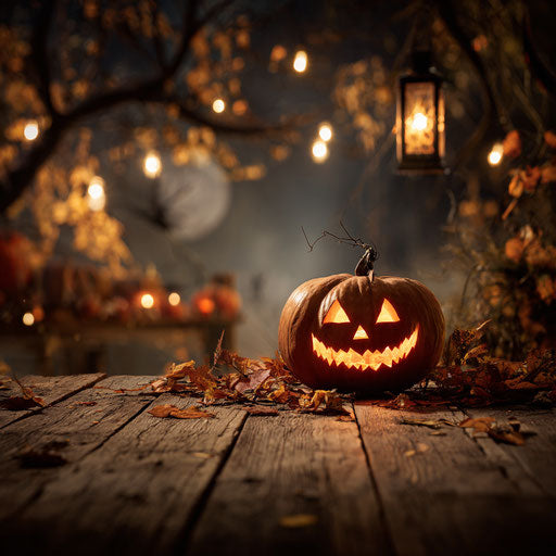 Classic Halloween Scene with Glowing Jack-O'-Lantern
