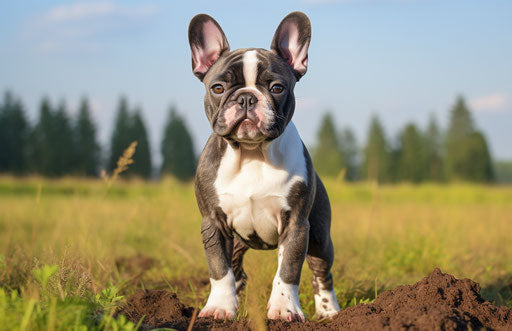French bulldog in field, bold and dynamic style