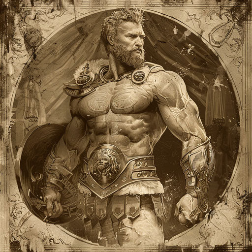 Classic tattoo sketch of Hercules in Roman armor