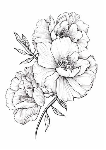 Black and white flower design, pseudo-realistic style