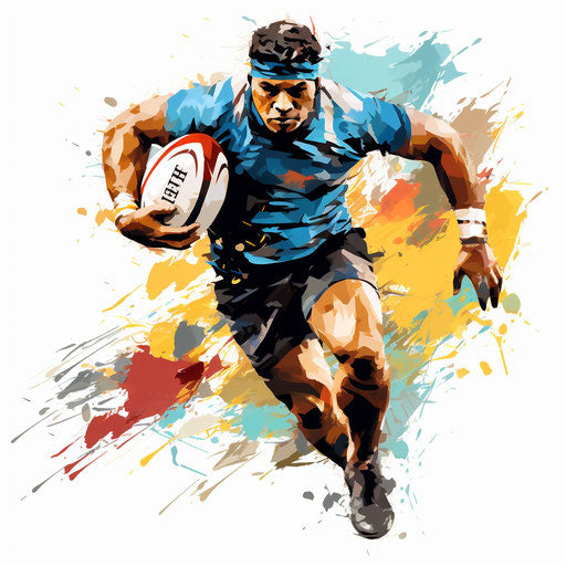 Rugby clipart in the style of Oil painting, on a white background