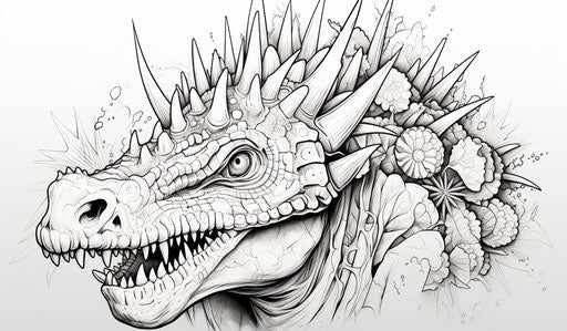 Stegosaurus drawing in intricately inked style 12:7