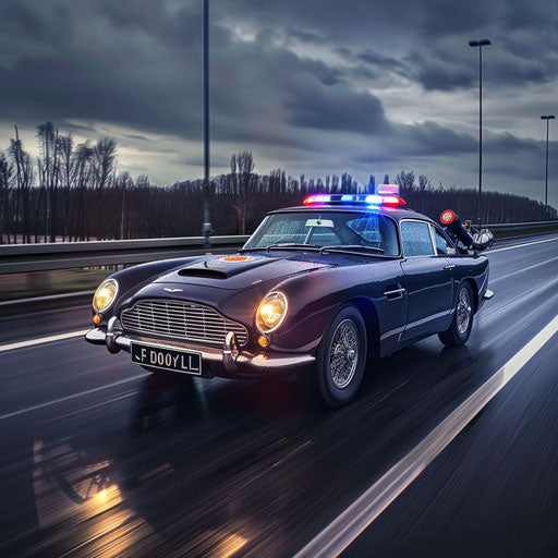 Police pursuit in fully equipped Aston Martin DB6
