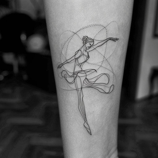 Artistic flat tattoo sketch of a dancer's pose