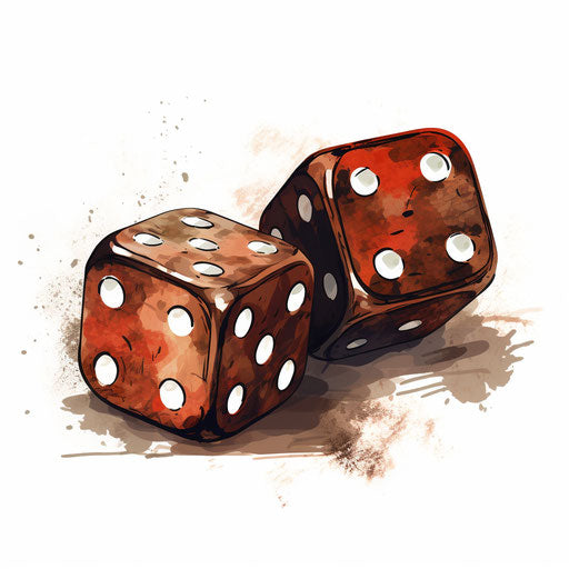 Dice clipart in the style of Chiaroscuro Art, on a white background