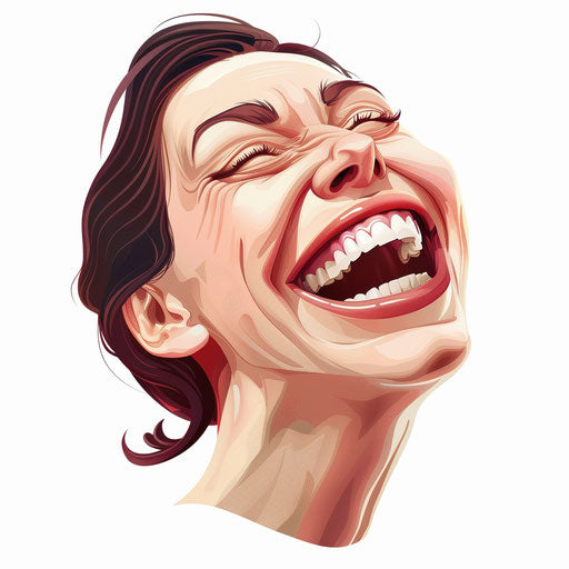 Laughing clipart in photorealistic style with flat white background