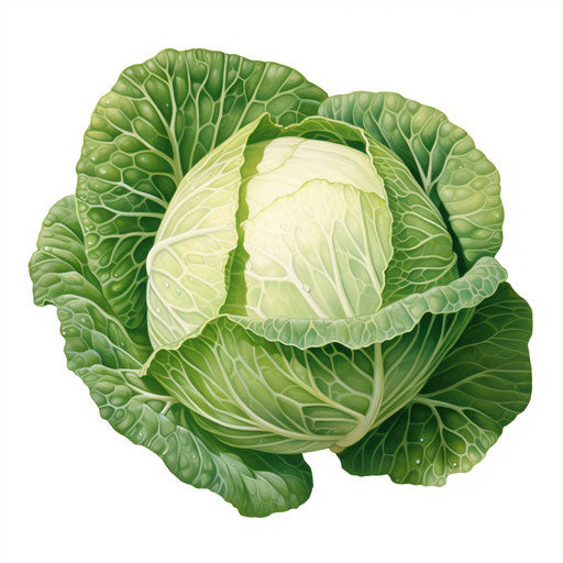 Cabbage clipart in the style of Oil painting, on a white background
