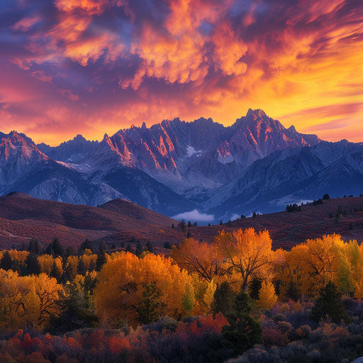 Vibrant sunset over the Sierra Nevada Mountains