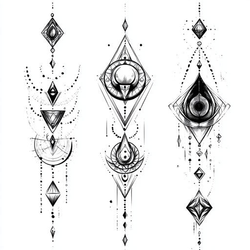 Minimalist black geometric wrist tattoo designs clipart style