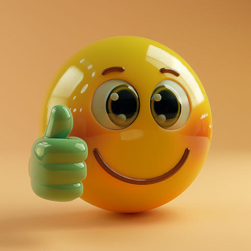 Faked smiley face with thumbs up