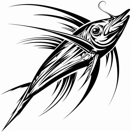 Tribal swordfish tattoo on white background