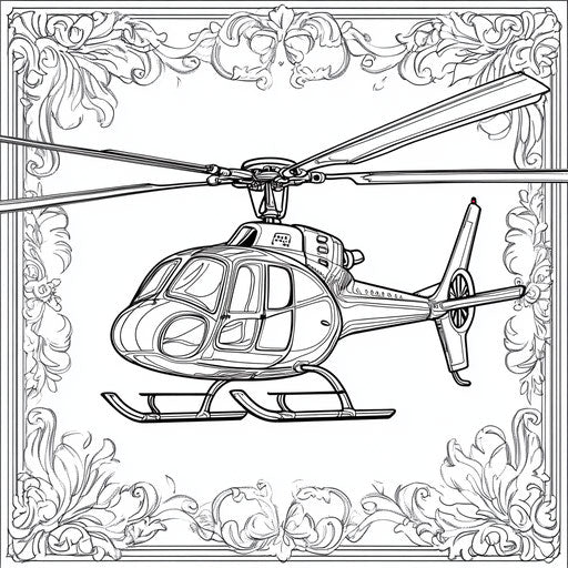 Elegant helicopter with stylish swirls and ornate borders