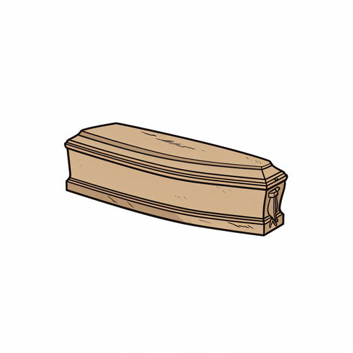 Minimalist style coffin clipart, on white background