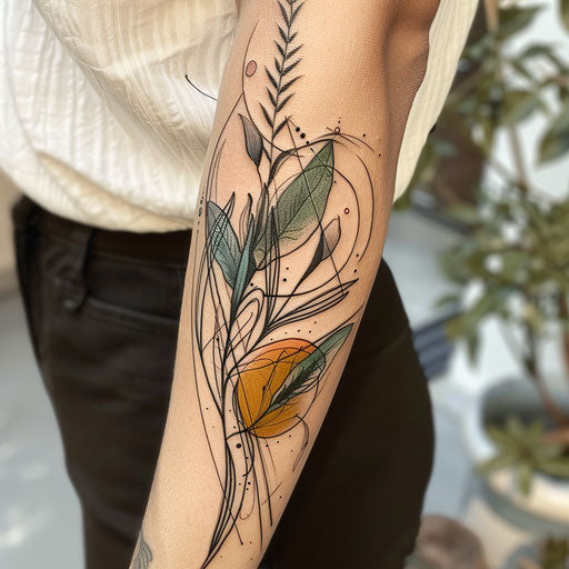 Flat modern tattoo sketch showcasing a sage in a sleek abstract design