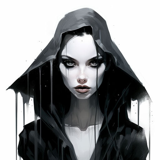 Wednesday clipart in the style of Chiaroscuro Art, on a white background