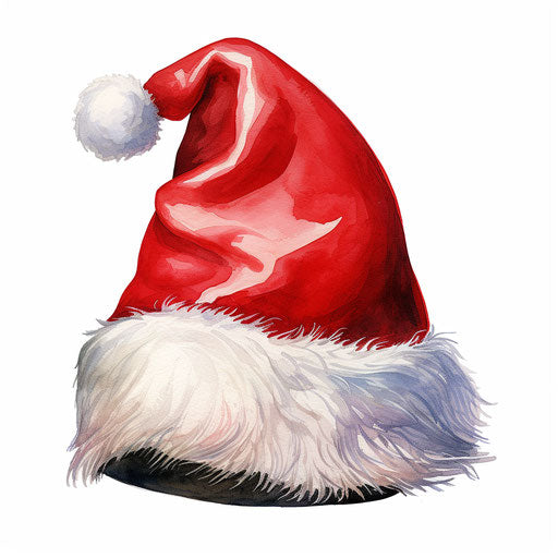 Christmas hat clipart in the style of oil painting, on a white background