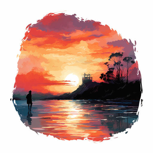 The end in Oil painting style on white background