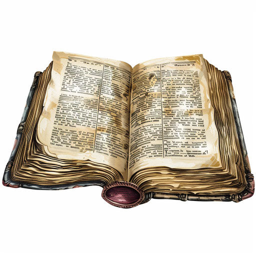 Realistic dictionary clipart on white background, rich textures