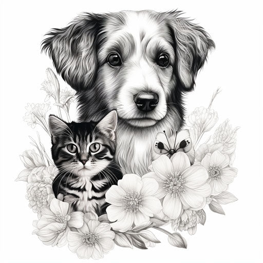 Cat with terrier tattoo, British topographical style